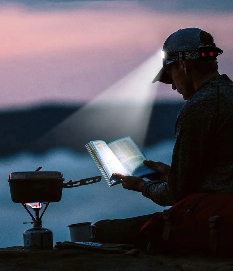 COB USB Rechargeable Headlamp Waterproof Head 3 Modes Built in Battery Camping Head Band Lamp Strap Headlight