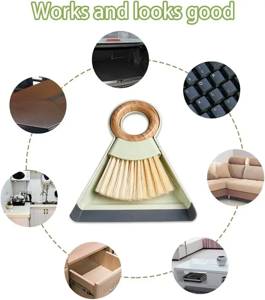 Household Cleaning Tools Desktop Cleaning Mini Broom and Dustpan Set Wooden Handle Hanging Household Brush