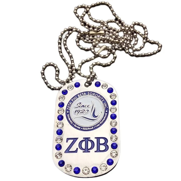 White Blue rhinestone stainless steel aluminum custom shape sublimed carved metal dog tag blank token
