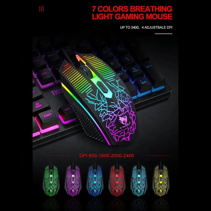 Hot Sale Twolf Tf31 3 In 1 Gaming Keyboard And Mouse And Combo With Mouse Mat Backlit Gaming Keyboard And Mouse RBG