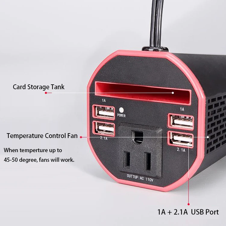  Преобразователь напряжения постоянного тока в переменный ток 150 Вт 12 В USB автомобильный адаптер зарядное устройство