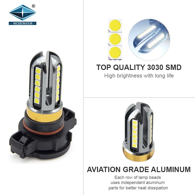 High Brightness Led Car Light H27 H4 H7 H8 H11 9005 HB3 9006 HB4 H16 Fog Light Bulb For 3030 24SMD
