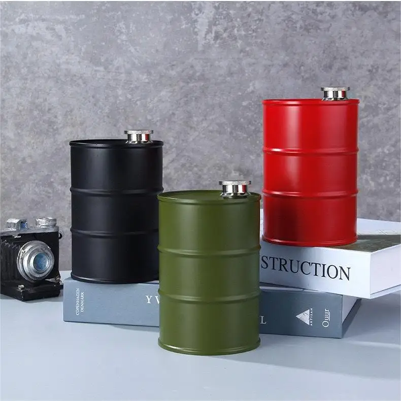 750ml Barrel Wine Pot Stainless Steel Mini Hip Flask Sake Cup Cylindrical Portable for Travel for Outdoor Camping Mens Gift