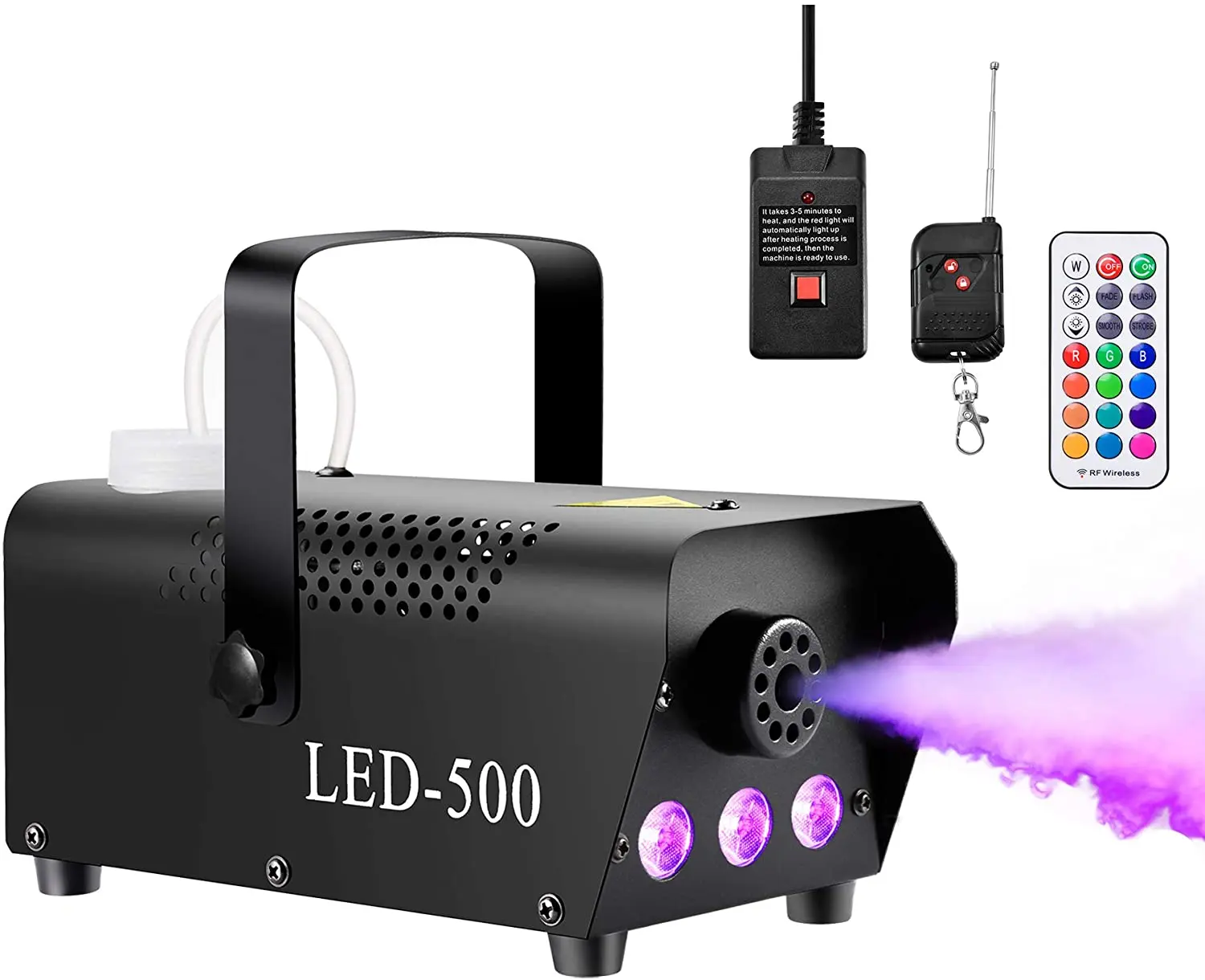 
500W DJ Led Fog Smoke Machine Controllable Lights with Fuse Protection- Wireless Controls Perfect for Wedding,Party,Stage Effect 