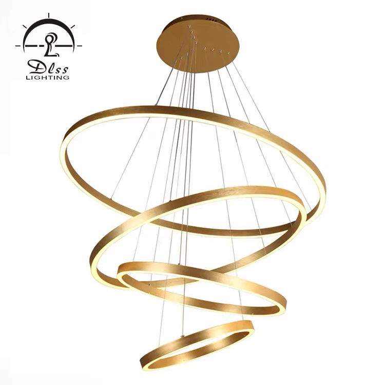 DLSSLIGHTING Restaurant Living Room Hanging Lamp Golden Circle Nordic Modern LED Chandelier Pendant