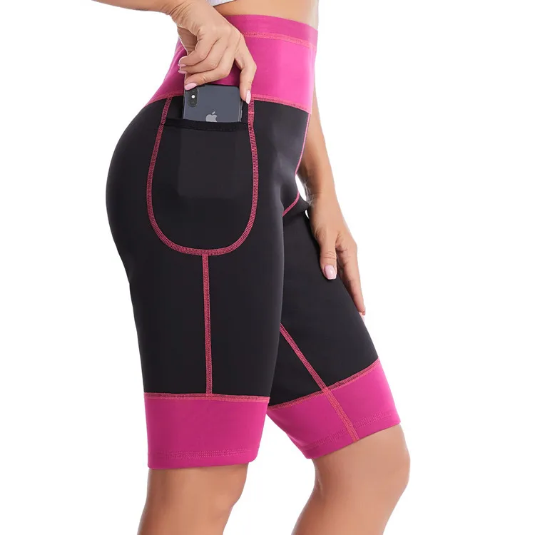 Dropshipping Women Weight Loss Sauna Suit Neoprene Sauna Pants with pocket Slimming Shorts For sports fat burning Body Shapers