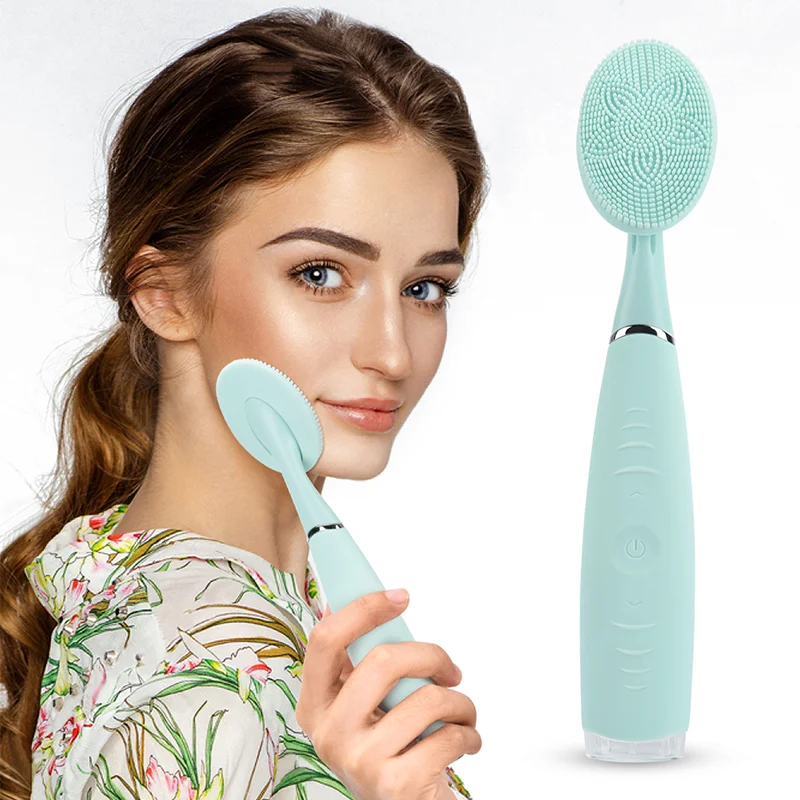 Private Label Electric Waterproof Rechargeable Face Cleaning Brush Deep Cleansing Massager Silicone Facial Cleaning Brush