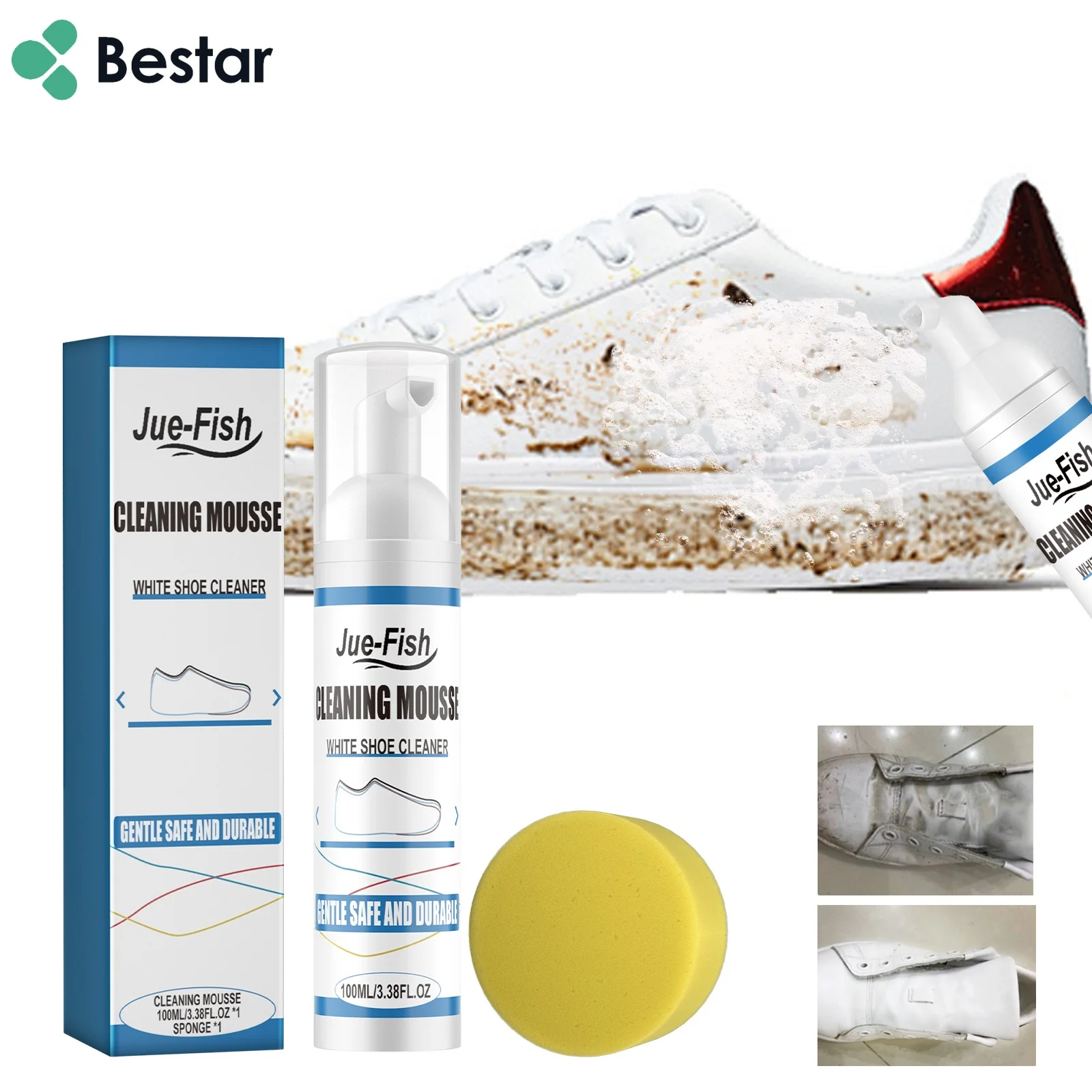 Sports Shoe Cleaning Mousse Cleaner Quick of Sneakers Suitable White Brushes Cloths Most Shoes