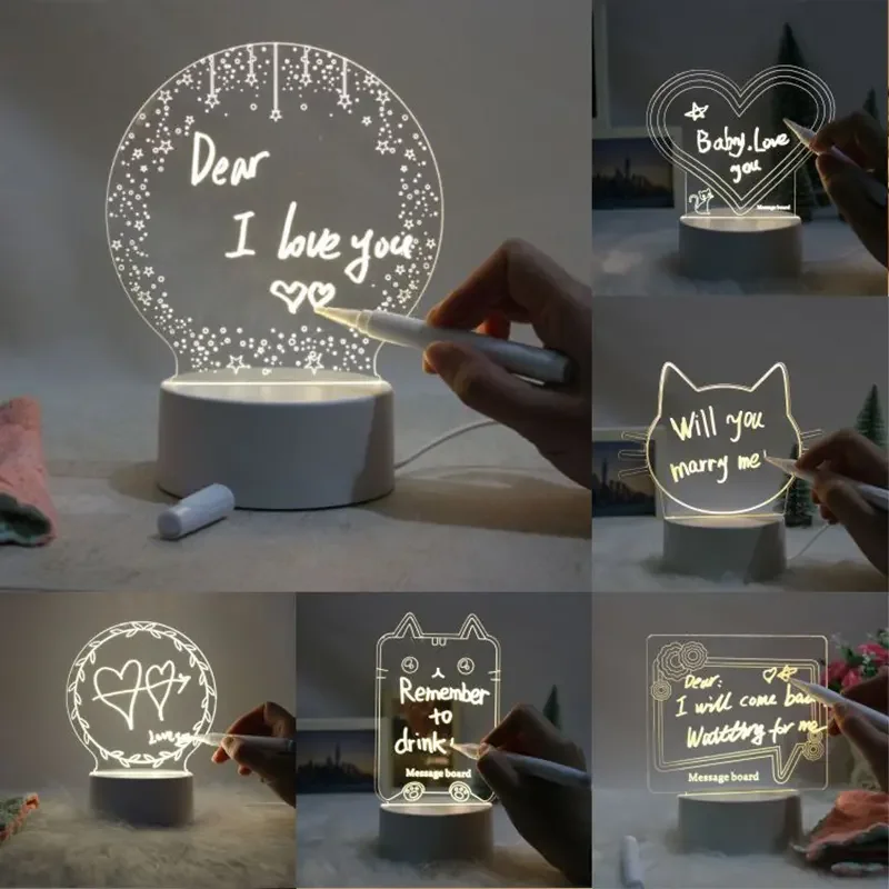 Creative illusion USB switch cute animal Acrylic luminaria led 3d dinosaur night light For Child Bedroom Decoration Gifts