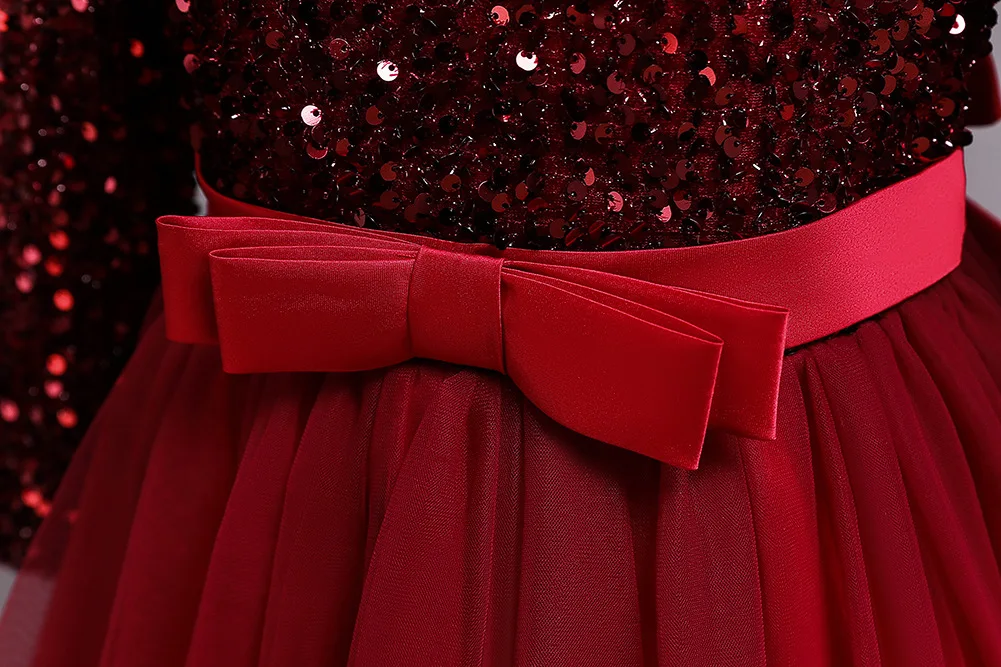 Hot sale 2021 new style Formal sequin Wedding Party Evening Princess kids flower baby girl dress for girl 2-10 year