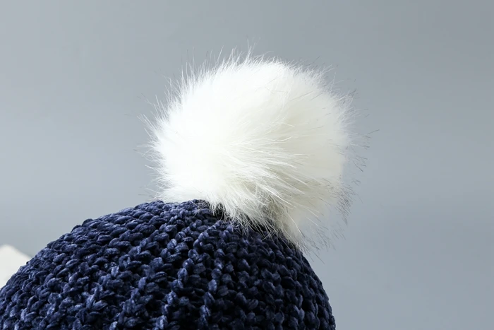 real factory made High Quality chenille winter hat women beanie with pompom for women girls female