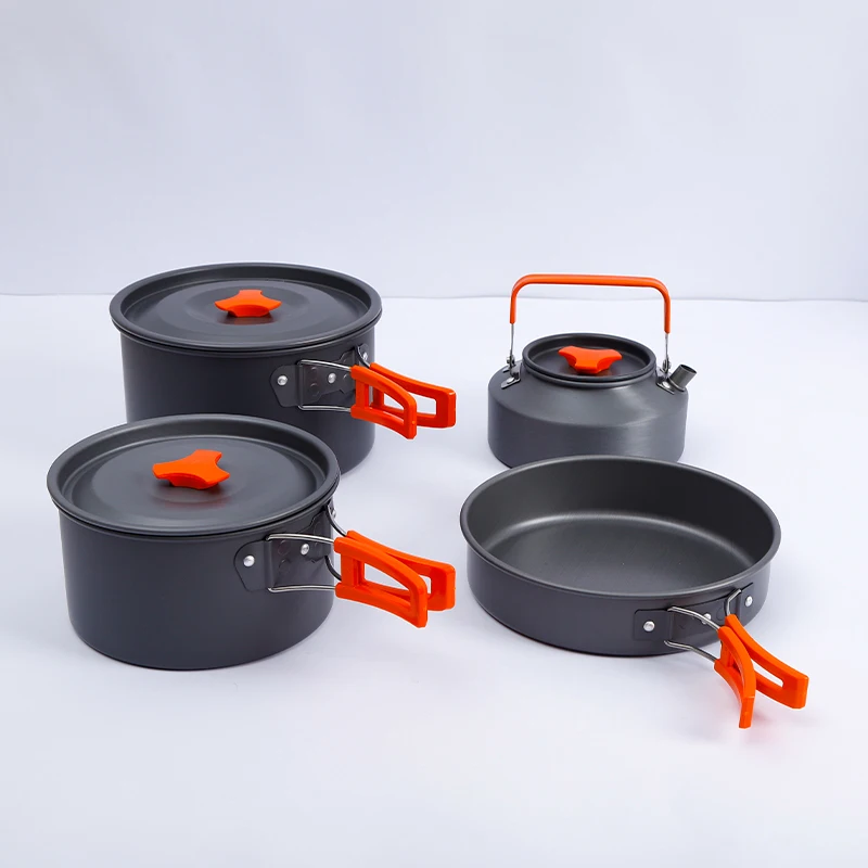 Camping Pot Cookware Set Folding Cook set Camping Lightweight and Portable Outdoor Cookware with Folding Handles
