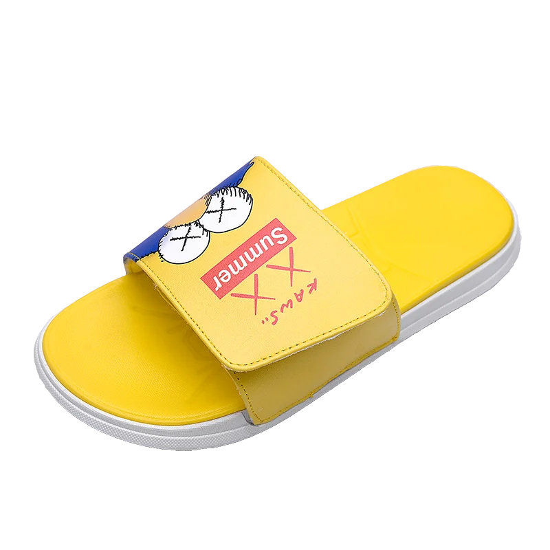 
wholesale Sesame Street velcro slippers slides for male eco friendly shoe slides 2021 yellow slides sandels 