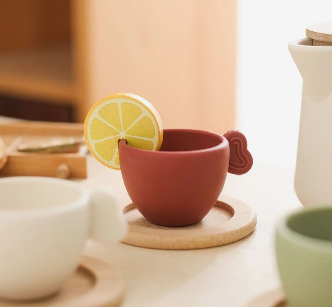 New Arrival Factory Baby Wooden Afternoon Tea Set Dessert Kitchen Toy Educational Pretend Play Toys For Kids