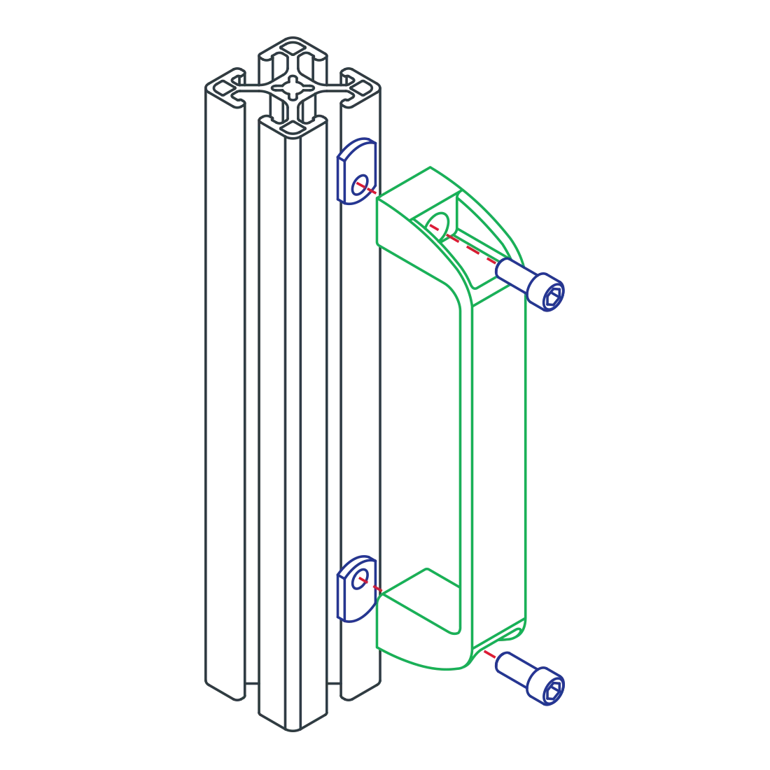 Durable high-strength 180 mm Plastic Nylon door handle for Industrial T slot  aluminum extrusion profile furniture cabinet han