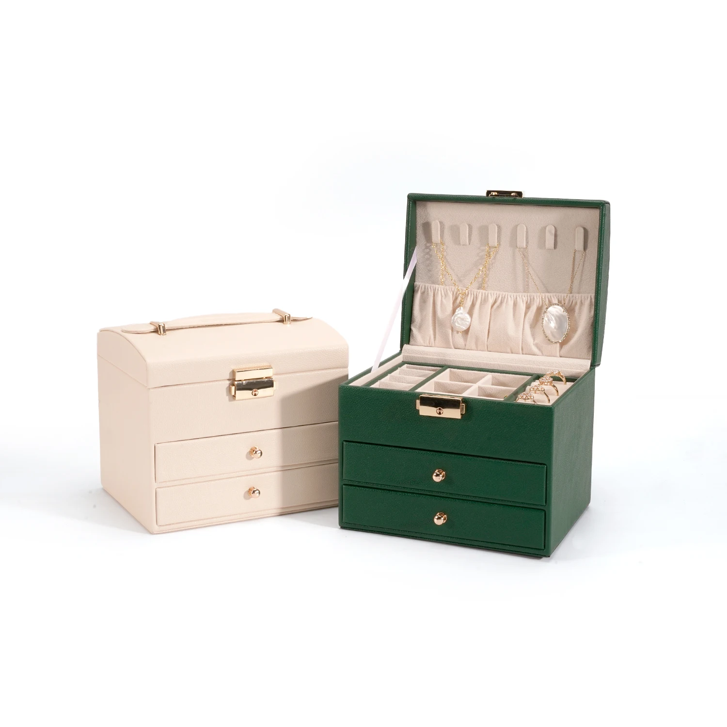 Custom gift jewelry bead travel case and leather accessories organizer storage box container for ring earring necklace display