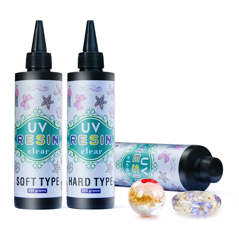 Huaxin Soft Hard 200g Handmade Crystal Clear DIY UV Curing Sensitive Curable Resin for Jewelry Badge