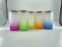 Best Selling stocked in USA warehouse17oz  Gradient color frosted sublimation glass bottle  with a screw lid and rubber