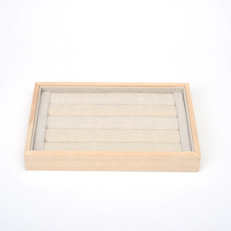 Cheap factory price solid wood ring necklace pendant earring jewelry display wooden jewelry tray wholesale