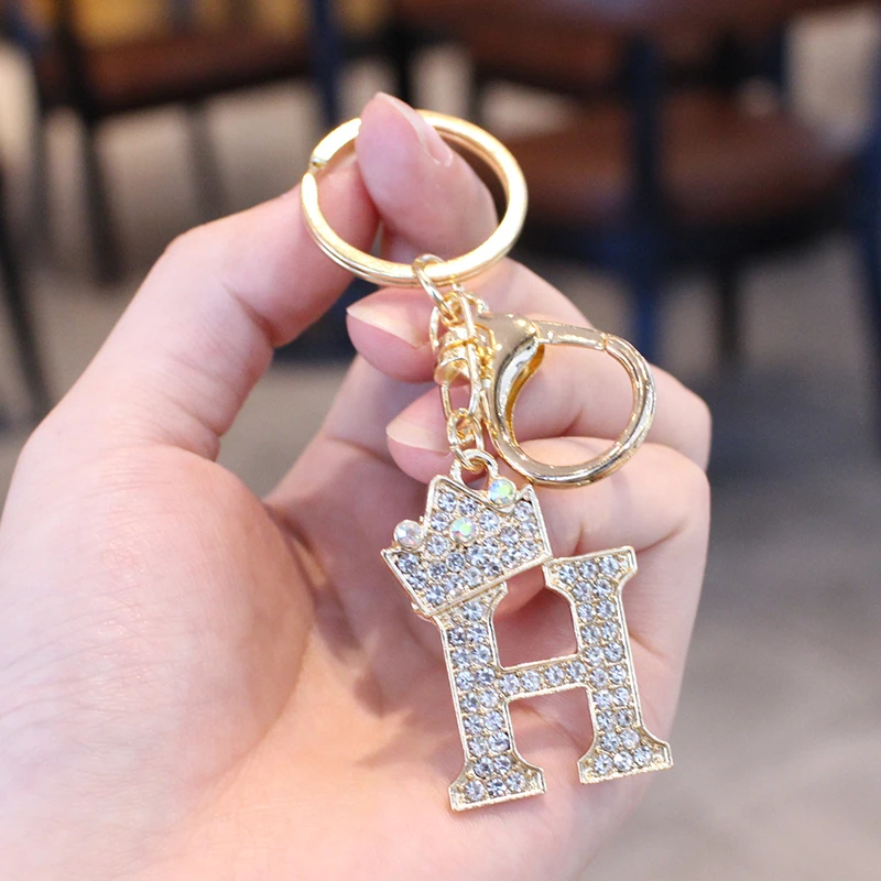 Fashionable Diamond Letter Keychain for Women Purse Bag A-Z Charms for Handbags Girls Rhinestone Alphabet Initial Key Chain