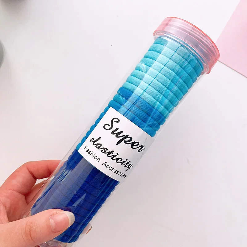 Wholesale Korean 30pcs Simple Design Nylon Seamless Strong Elastic Hair Ties Rope Candy Solid Color Scrunchies For Women Girls