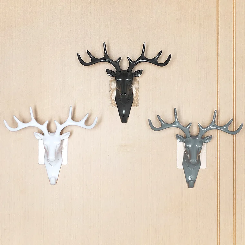 Hook Vintage Head Antlers For Hanging Clothes Hat Scarf Key Deer Horns Hanger Rack Wall Decoration