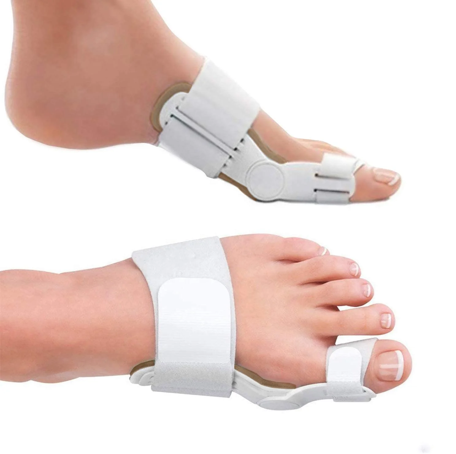 Valgus Corrector, Toe Separator 360 Rotatable Metal Bracket Medical Special Elastic Cloth Adjustable Strap with Fixing Plate