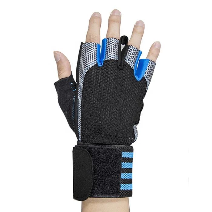  Wholesale Customized Half Finger Gym Gloves With Breathable Anti-slip Extended Wrist