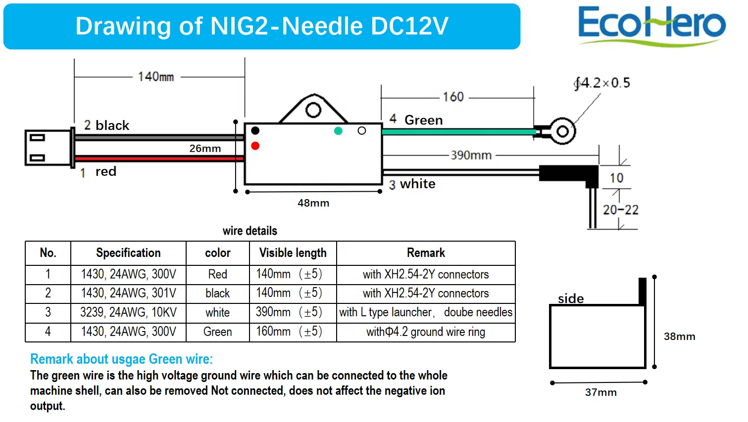 DC12V Negative Ionizer Generator Remove Smoke Dust Needlepoint negative plasma Ion Anion Generator for Air Purifier parts