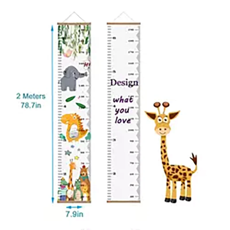 Growth Charts for Kids Baby Height Growth Chart Ruler Removable Canvas Wall Hanging Measurement Chart for Home Decoration