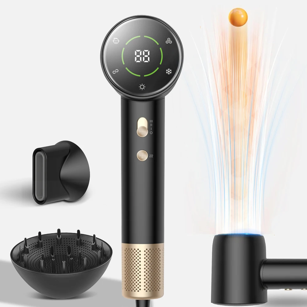 High Speed Negative Ion LCD Display for Temperature Thermostatic Household Hair Dryer 1600W Low Noise Blow Dryer