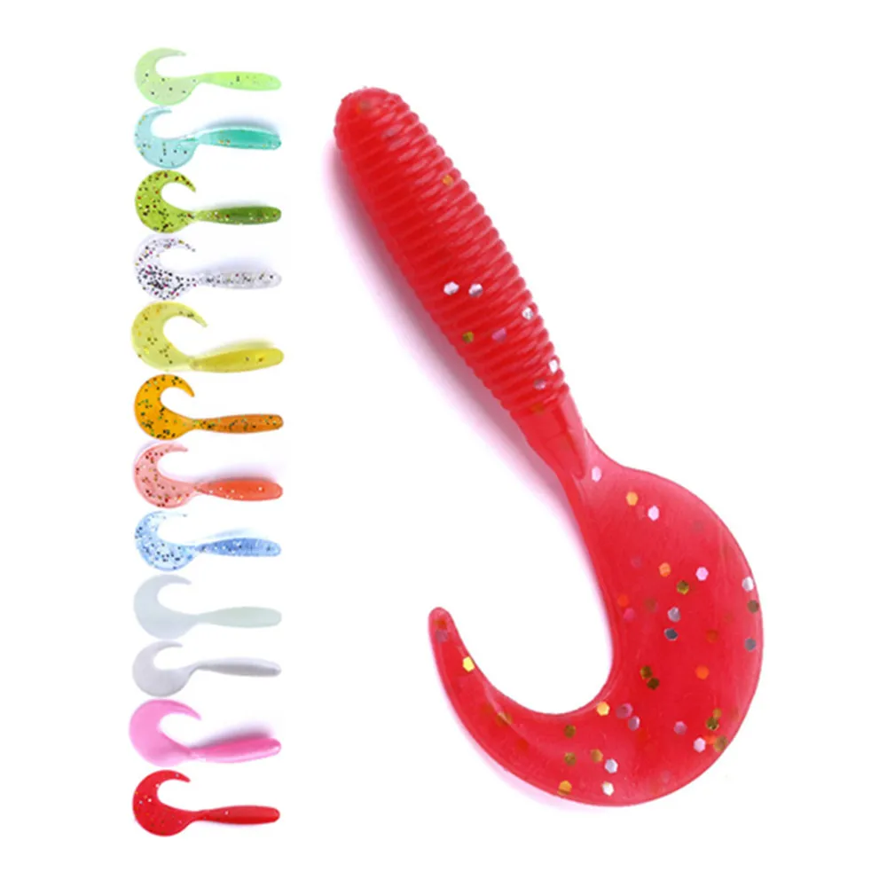6.5cm 2g Wholesale 10pcs/bag Artificial Soft Plastic Grubs Worms Bait Soft  rubber fishing bait