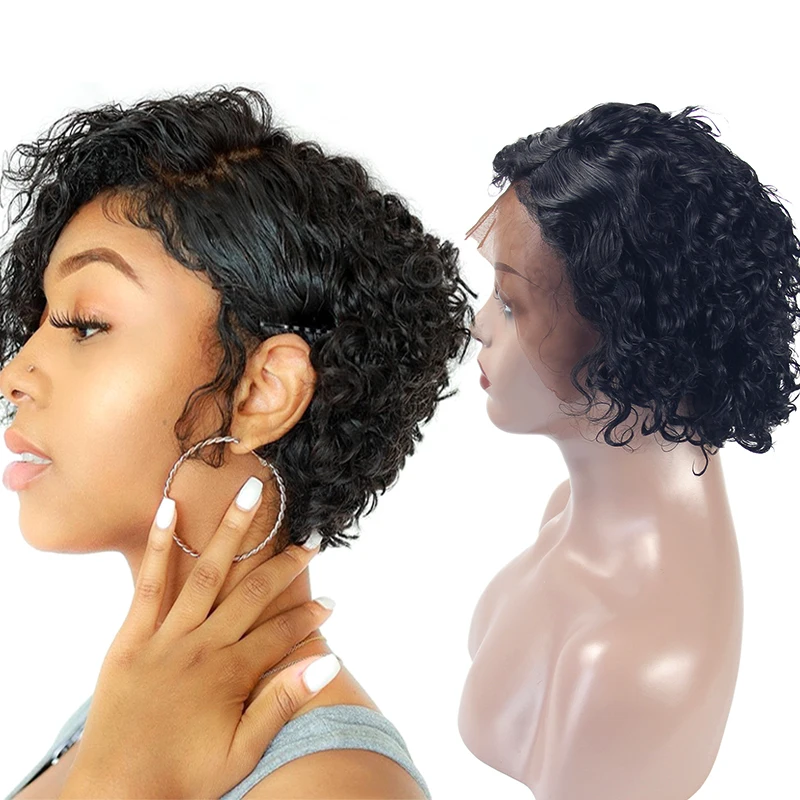 
New products short pixie cut human hair wigs for black women, 13*4 frontal pixie cut lace wig, natural hair wig short cut 