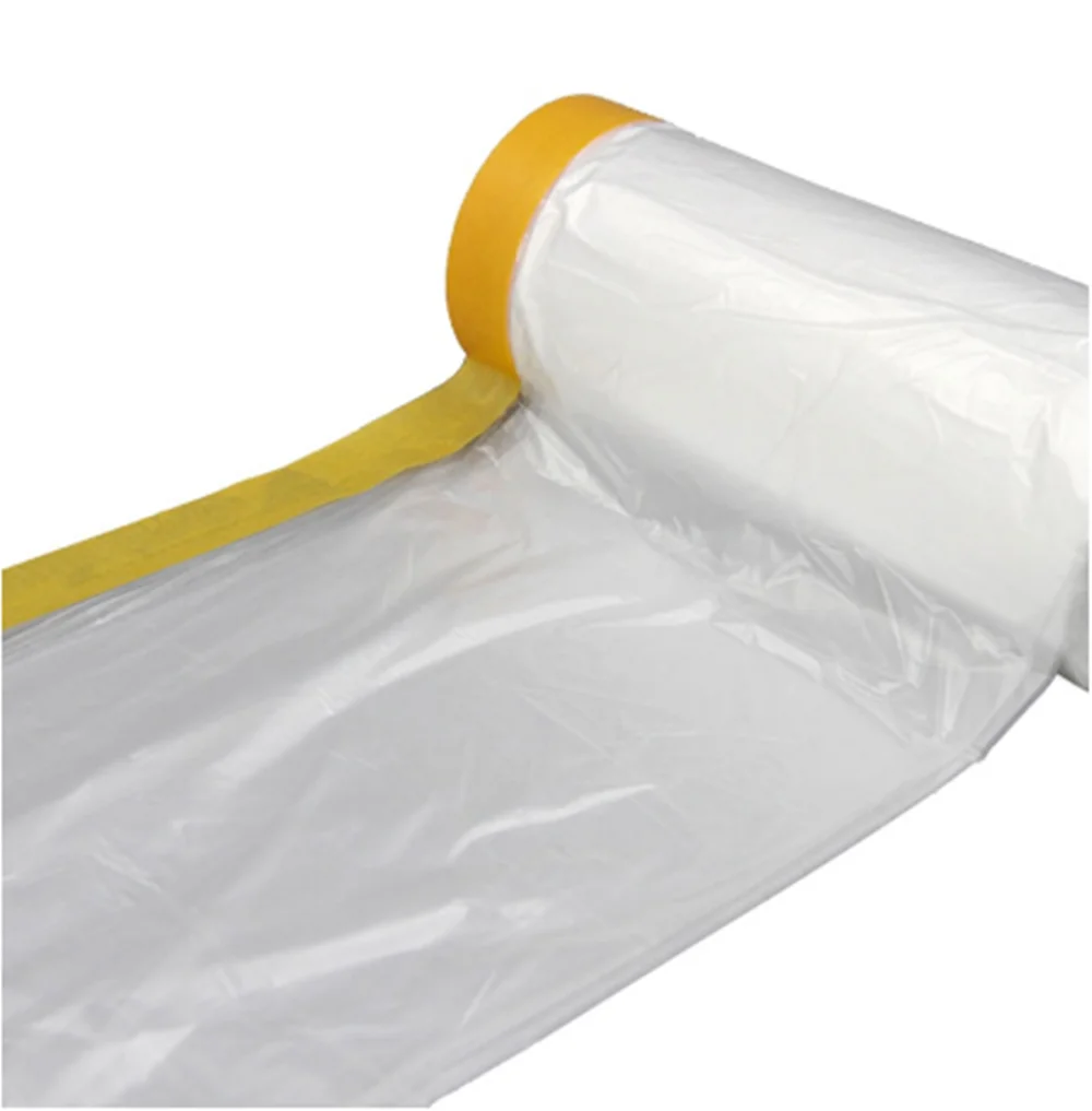 Automobile painting film plastic PET transparent drop clothes wall painting dust  proof sheet with making tape