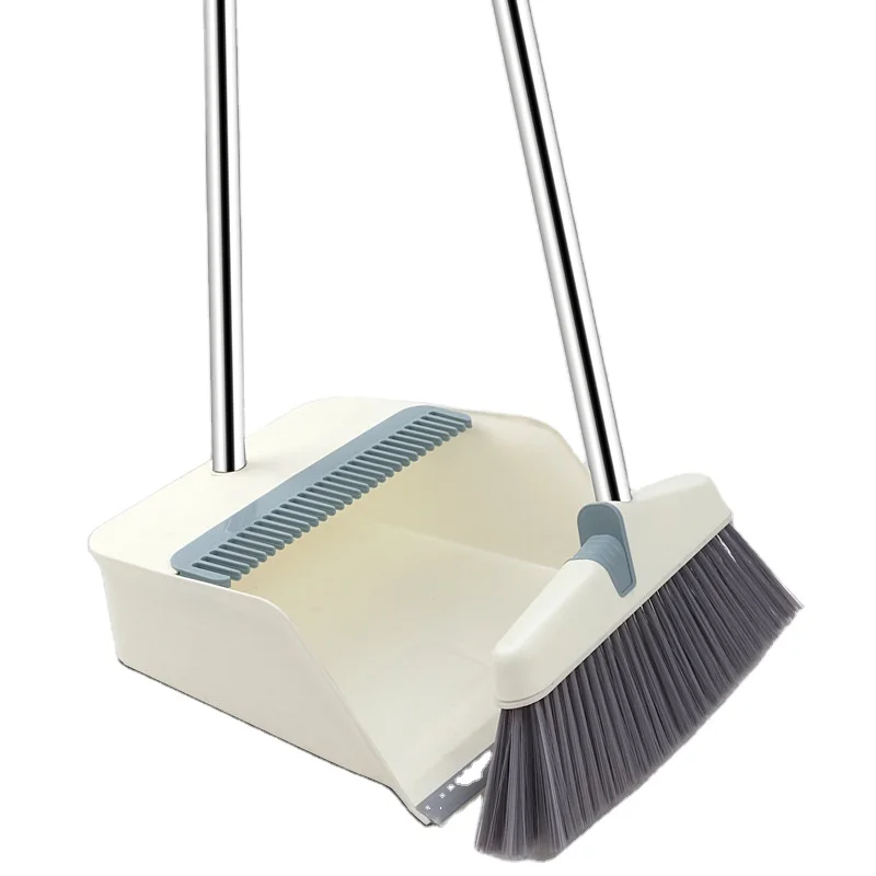 CXT455 Household Cleaning Broom Toilet Non-stick Soft Plastic Broom Soft Wool Broom Dustpan Clean Set