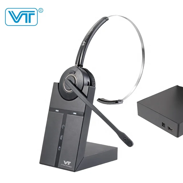 
Single Ear DECT wireless mic headset Hook on and off for Skype for Business 