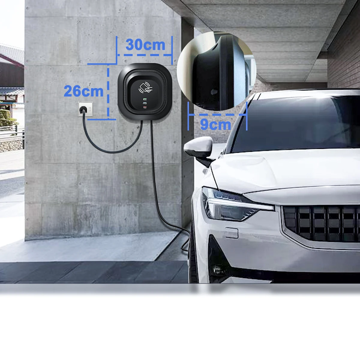 Настенная зарядная станция EVSE CETUVUL 32A 7KW для разъема типа 1/(NEMA 14-50 plug) plug and play