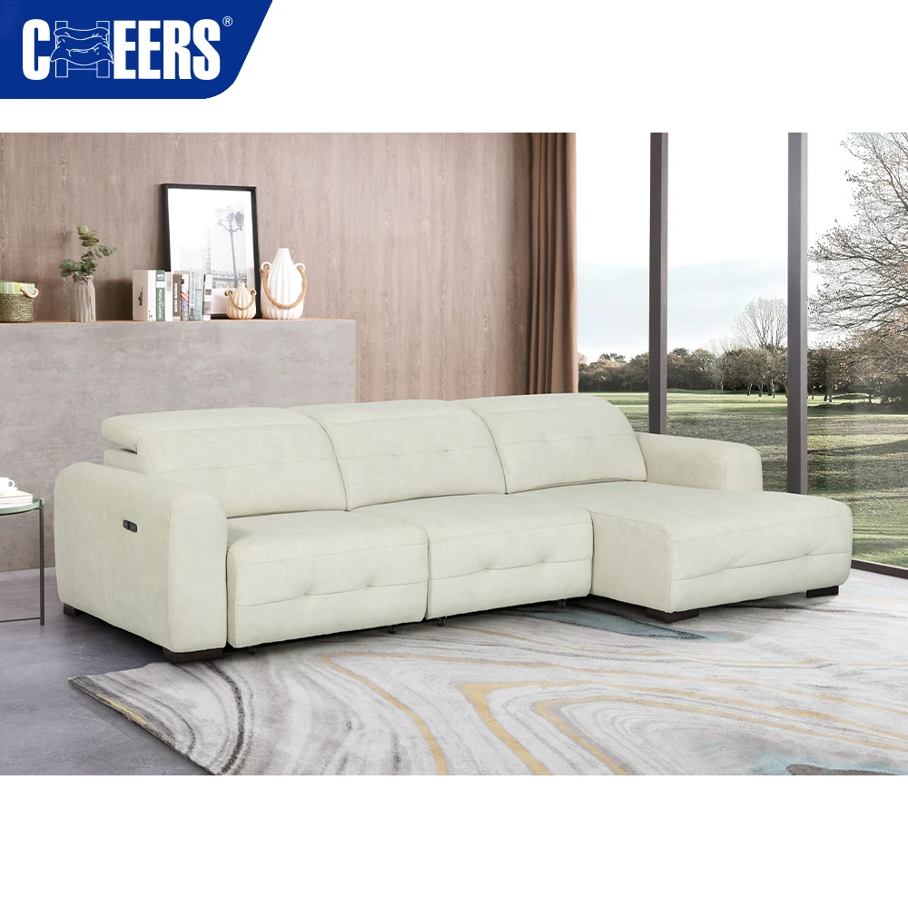 MANWAH CHEERS Power Recliner Sofa Bed Fabric Sectional Couch L Shape sofa group reclinable with chaise lounge for Living Room