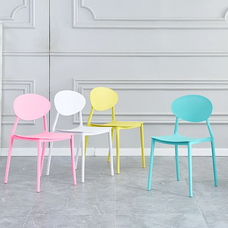 Colorful nordic designer bar dining monolithic contour stackable reliable back modern design lounge dining plastic white chair