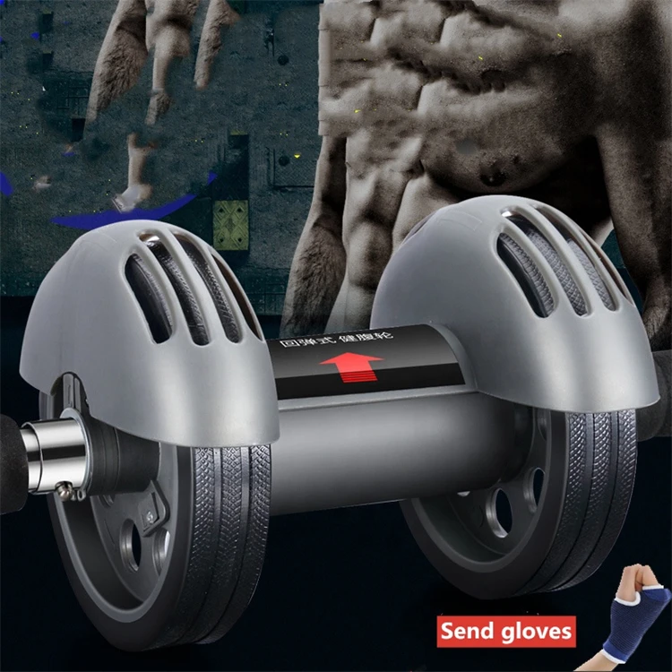 2021 New Silent Fitness Push-Up Wheel Abdominal Muscle Trainer Double Wheel Portable Automatic Rebound Abdominal Wheel