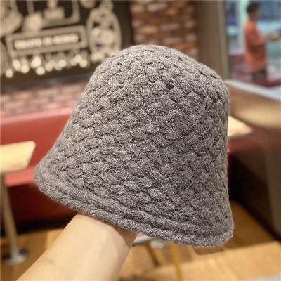 Autumn and Winter Warm Retro Acrylic Knitting Bucket female Korea Sweet Fisherman Hat Versatile hat