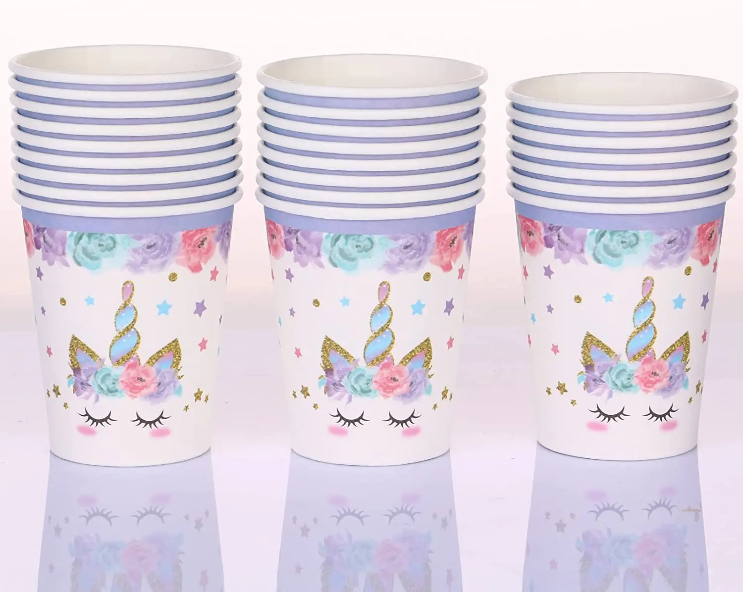 Palmy Purple unicorn theme Party disposable paper tableware set paper napkins paper cup party decoration plate tableware set