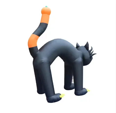 Grim 10FT Halloween Yard Decoration Black Cat With Built-in Led Light Outdoor Animated Halloween Inflatables For Lawn Party