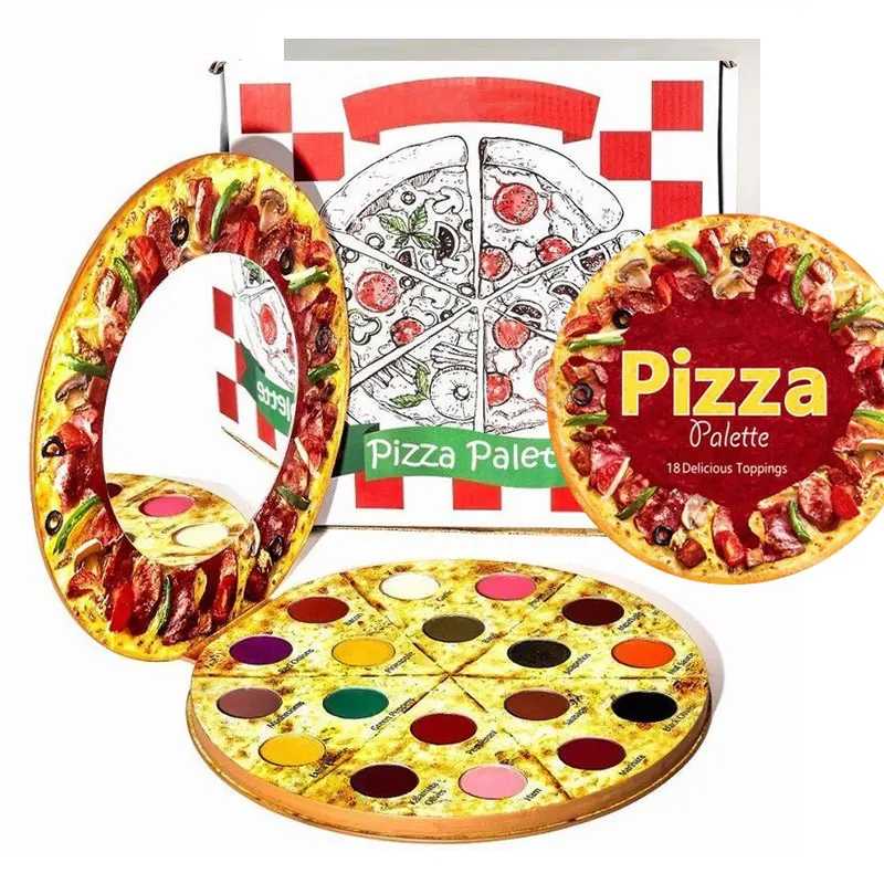 Private label pizza shape make up pallette of eyeshadow palettes custom name mexican hamburger taco paleta de sombras