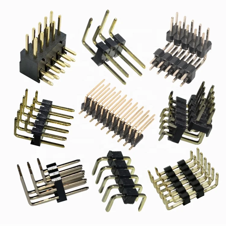 High Quality Straight R/A Pcb Stacking 2.54 0.5mm Male Header 10 Pins 2.0 2.54mm Single Row Pin Header