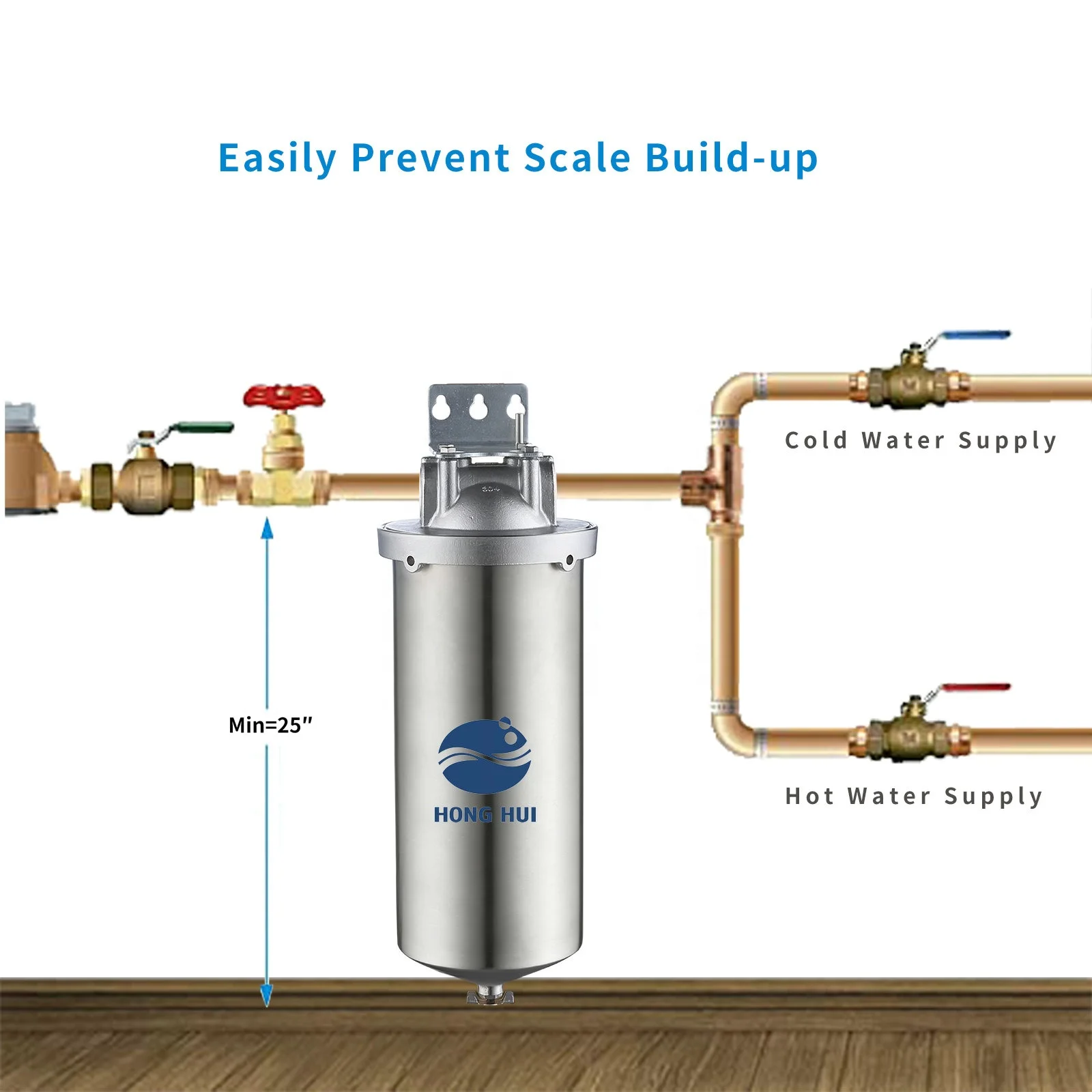 HONG HUI  HMF-10A NSF Certificate 10 Inch Stainless Steel Water Filter Housing Big Blue Water Filter Housing