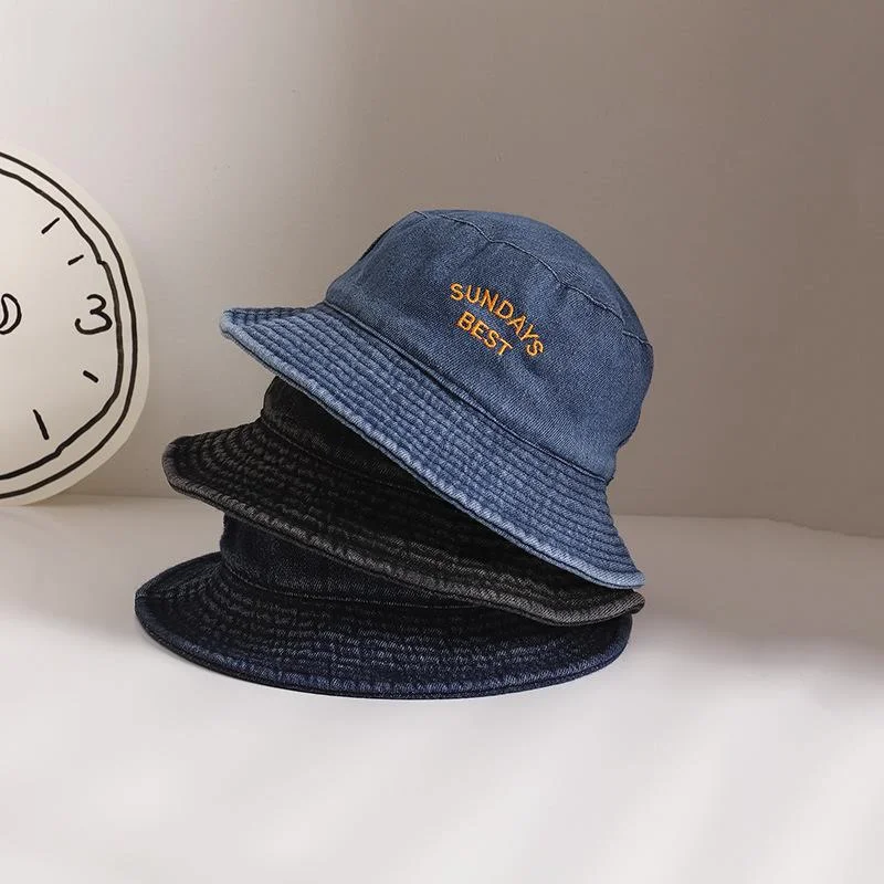 
wholesale ready to ship kids denim bucket hat baby boys causal bucket hat for toddler girls CJ082 