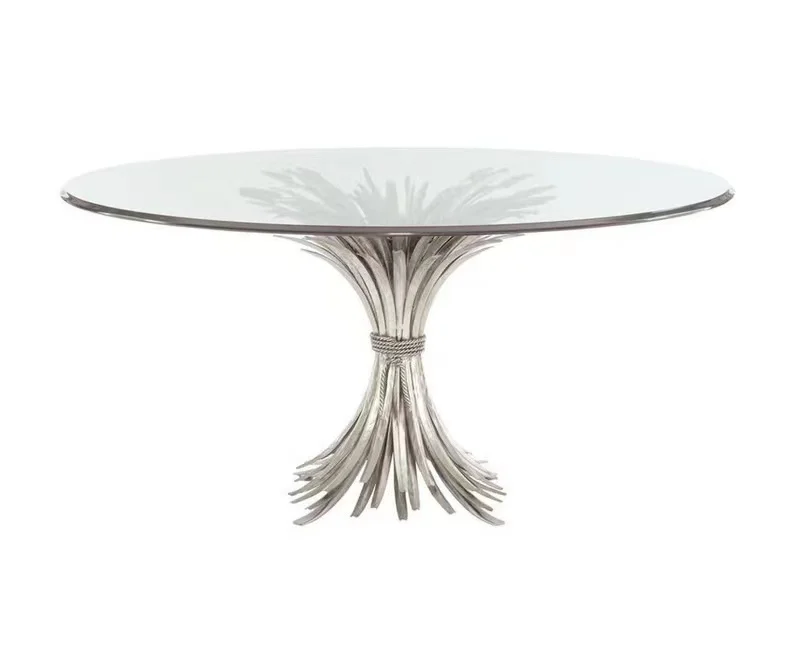Italian minimalist stainless steel coffee table modern  wheat round metal art glass coffee table  Somerset dining table
