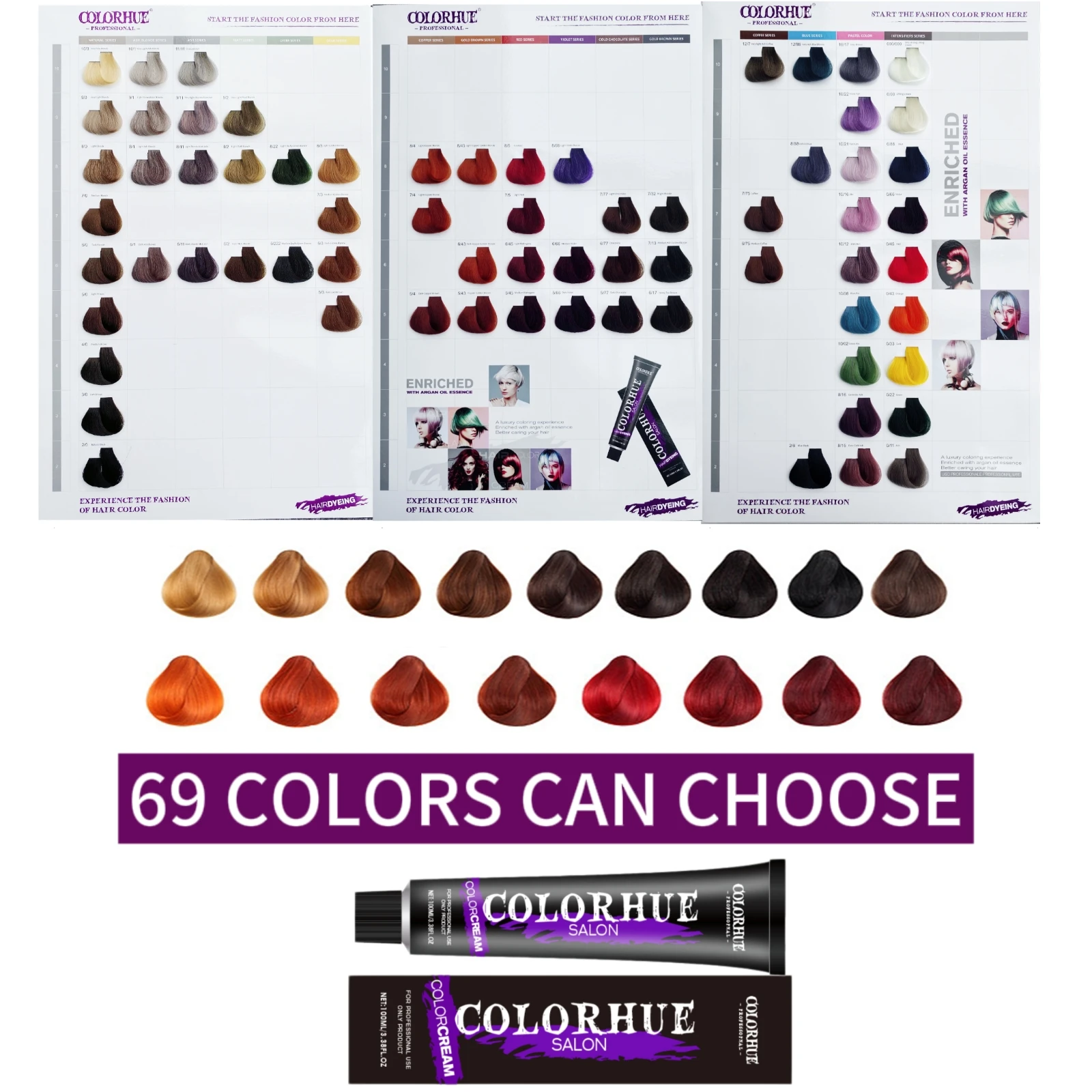 Оптовая продажа фабричное производство PPD бесплатно 69 цветов новый бренд COLORHUE профессиональный крем для волос 100 мл