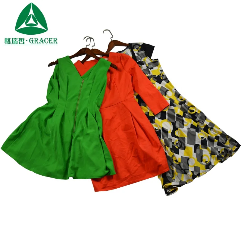 Fashion Summer Women Silk/Cotton Dress Used Clothing Second Hands Clothes Bales Used Clothes For Women